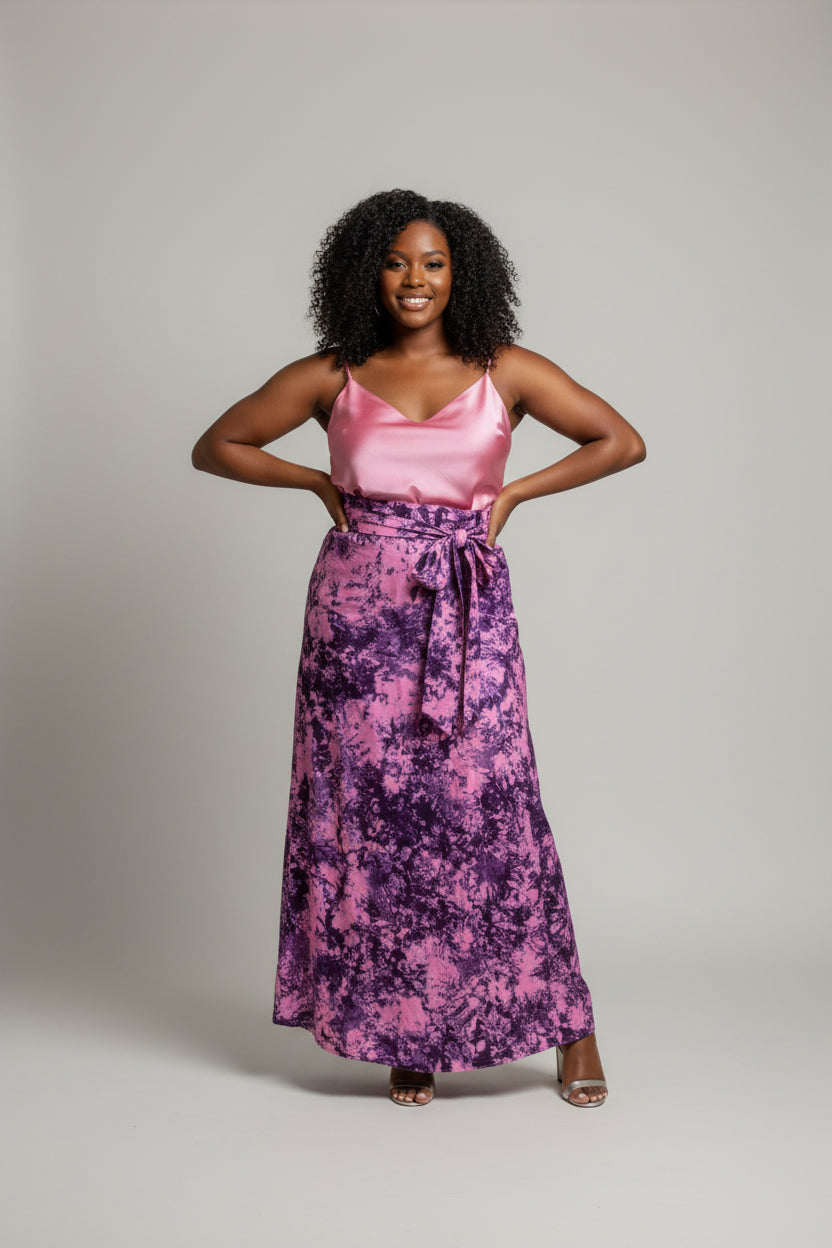 Tie dye long flare  wrap skirt