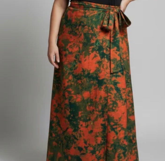 Tie dye long flare wrap skirt