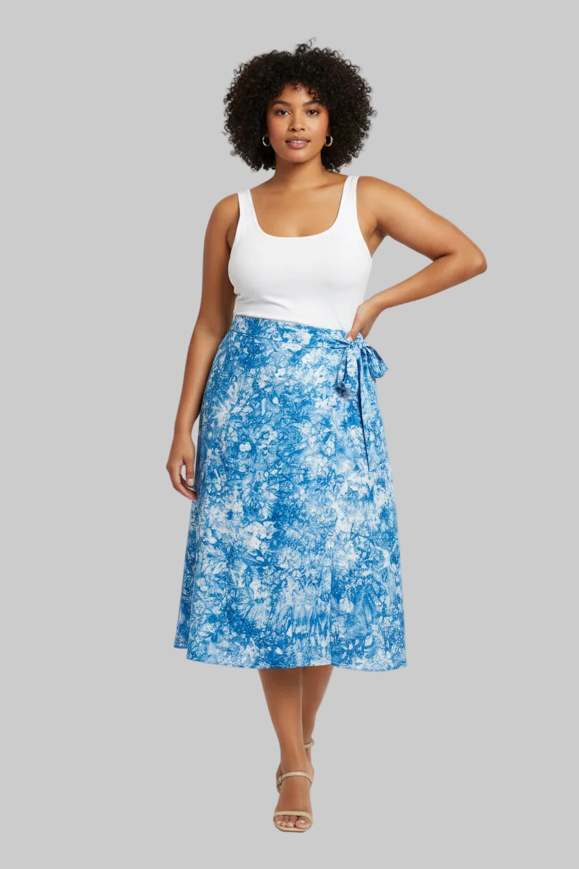 Tie dye short flare wrap skirt