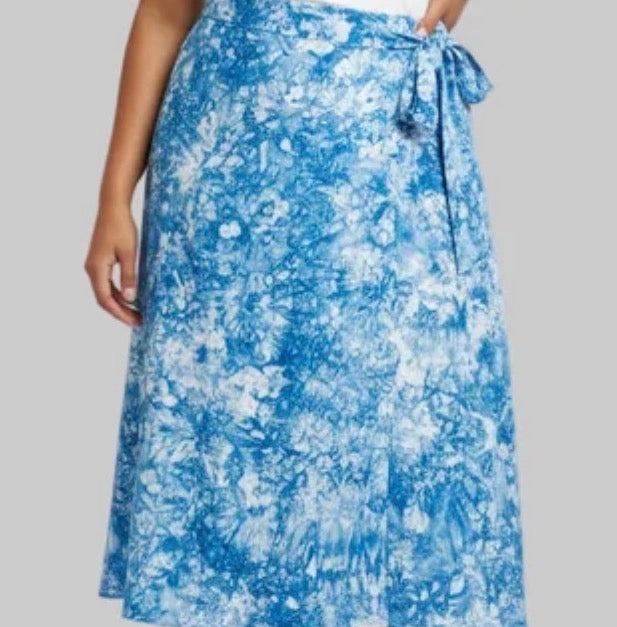 Tie dye short flare wrap skirt