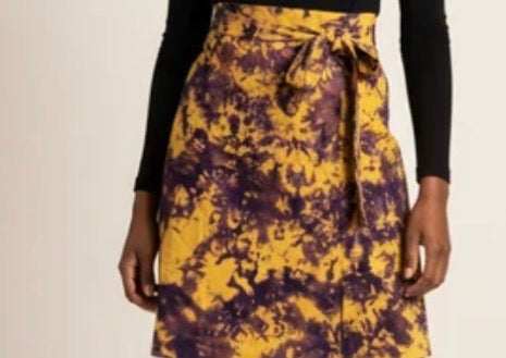 Tie dye short wrap flare skirt
