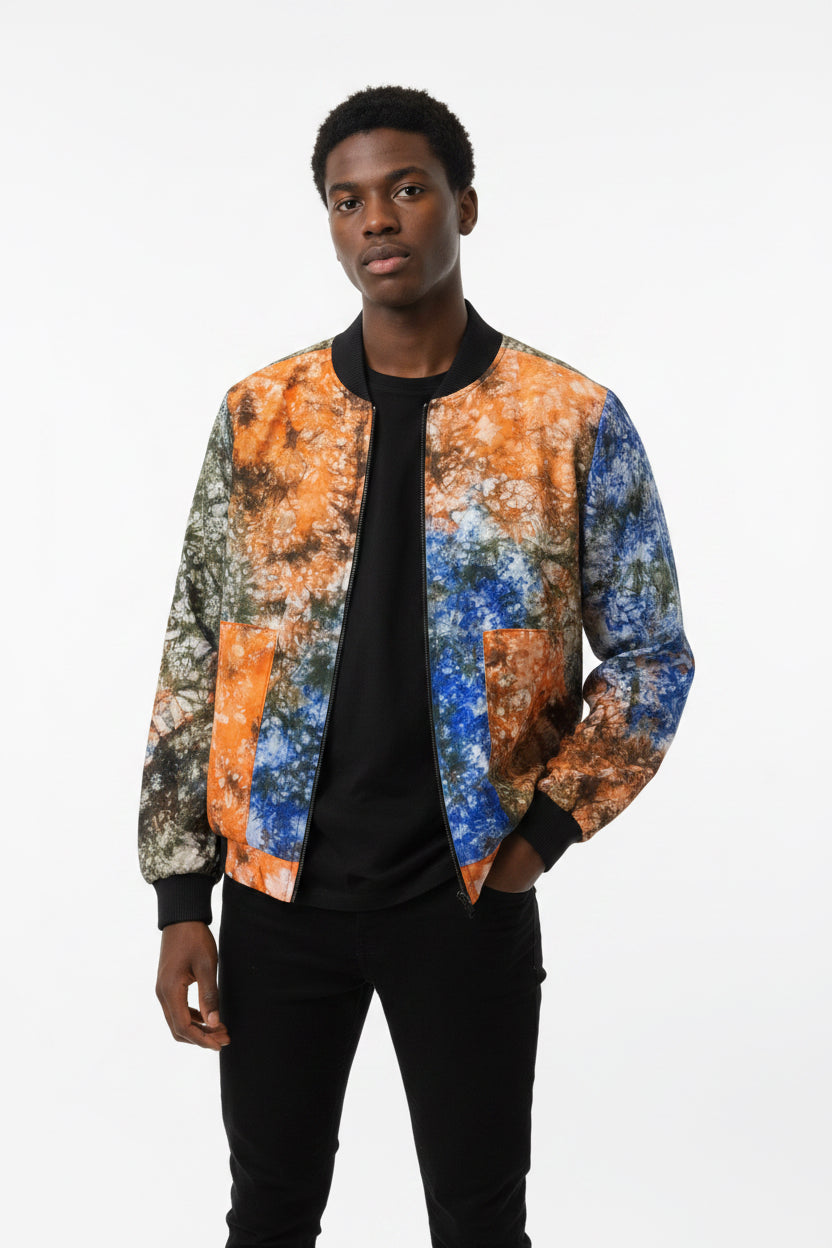 Tie dye bomber jacket
