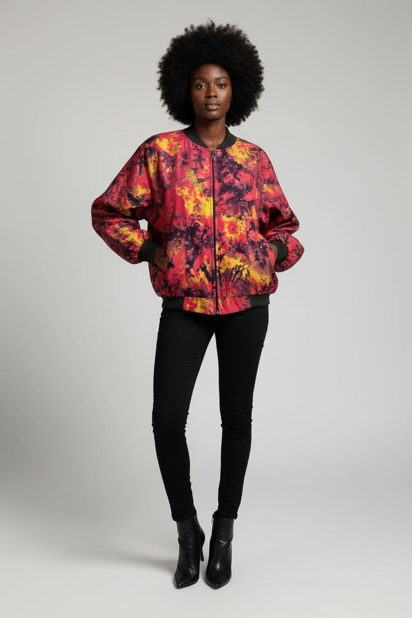 Tie dye bomber jacket