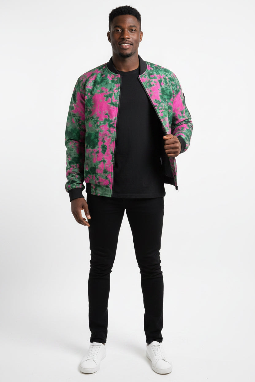 Tie dye bomber jacket